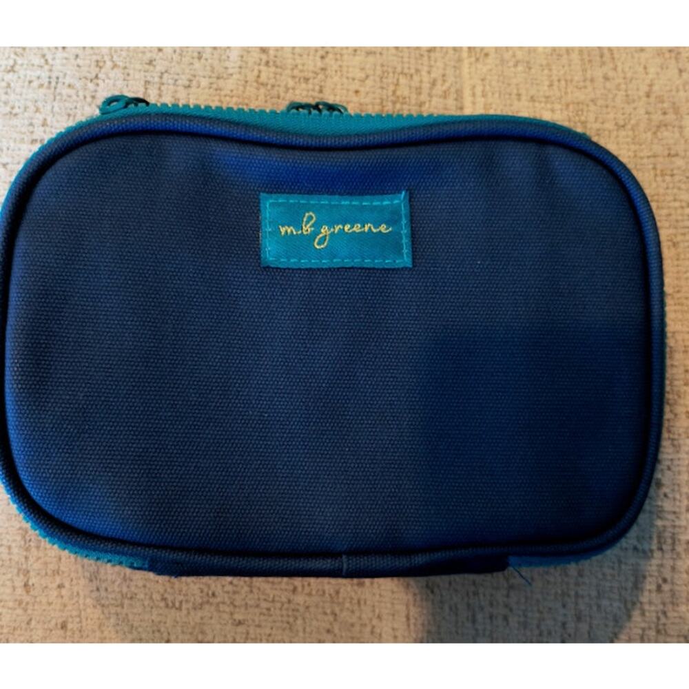 mb greene Canvas Travel‎ Jewelry Case with Velvet Lining, Blue/Turquoise